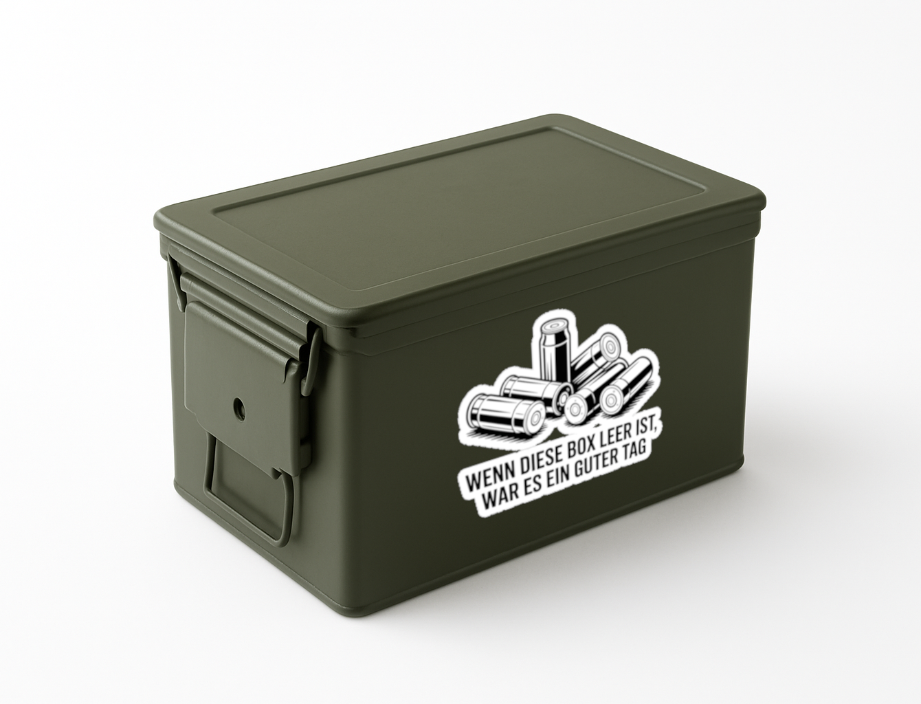 Kiss-Cut-Sticker Wenn diese Kiste leer ist, war es ein guter Tag. Lustiger Munitionsspruch für Jäger und Schützen