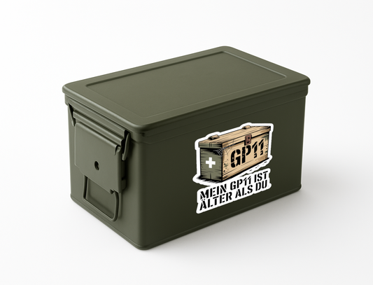 GP11 Sticker Mein GP11 ist älter als du. Lustiger Munitionsbox-Aufkleber für Schützen, Jäger und Waffenliebhaber